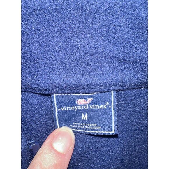 Vineyard Vines Men's M Navy Fleece Full Zip Vest Jacket Gray Side Panels - Picture 5 of 5